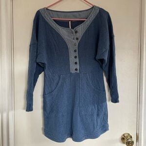 free people denim-detail sweatshirt dress